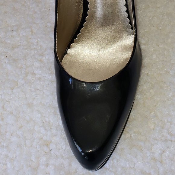 JESSICA SIMPSON "LADONNA" Black Patent Leather Tortoise Shell Heels - Picture 4 of 7